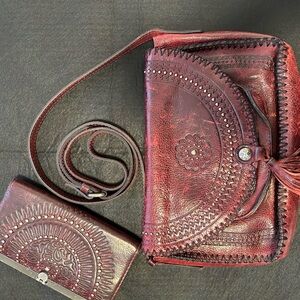 Red Patricia Nash set (crossbody & wallet)